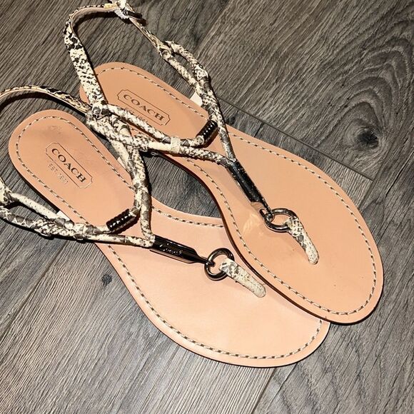 Coach Tan Braided Sandals - Picture 1 of 4